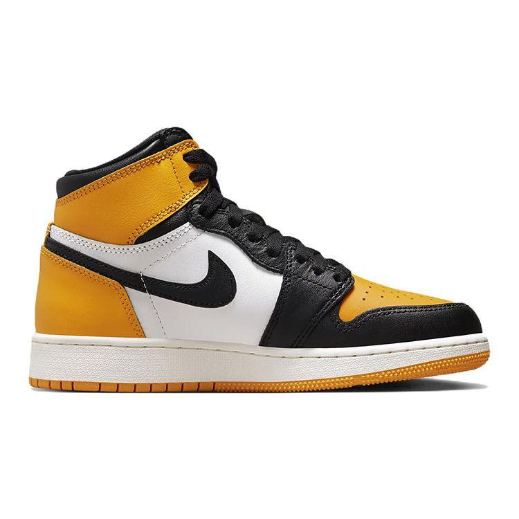 Детские кроссовки Air Jordan 1 Retro High OG GS Yellow Toe Taxi Black Sail 575441-711
