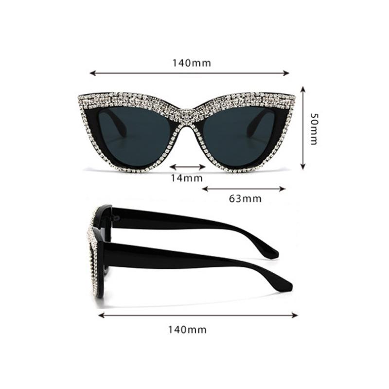 Vintage Diamond Cat Eye Triangle Sunglasses Women Sun Glasses Streetwear Trending Rhinestone Decoration Eyewear Costume Rave Party Sun Glasses