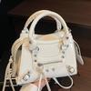 Trendy New Product Personality Niche Design Spice Girl Style Portable Small Square Bag Temperament Versatile Rivet PU Messenger Women's Bag