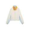 Infuse Relaxed Woven Jacket Color Block Design Casual Stand Collar Loose Long Sleeve Vintage Sports Jacket Women Jackets Snow-White 626047-87