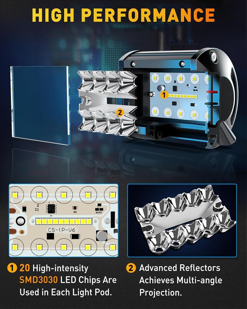 NAOEVO 4 дюйма 2 шт. светодиодные фары Pod Lights Spot Flood Combo светодиодные противотуманные фары для вождения 4x4 Off Road Фары рабочие фары для грузовика, лодки, квадроцикла, UTV, джипа