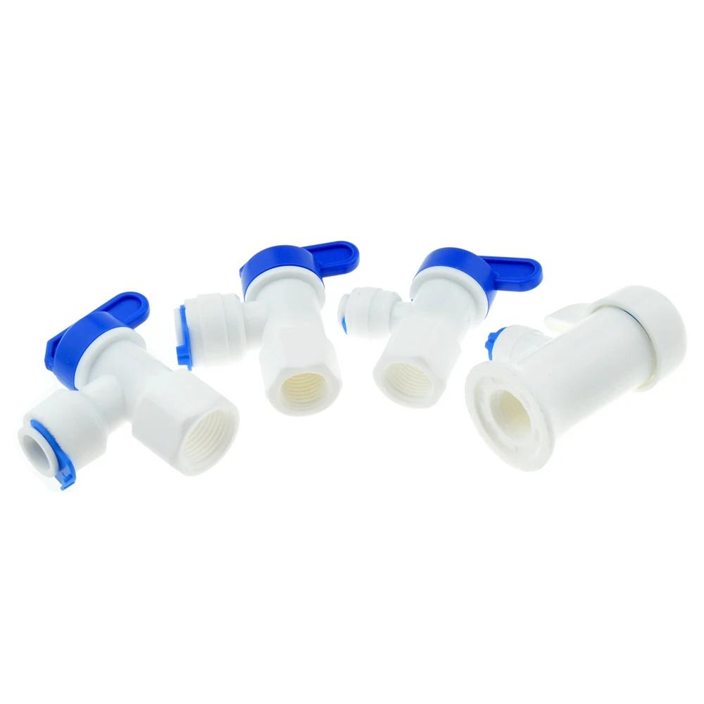 RO Elbow 1/4 3/8 OD Hose 1/4"BSP Female Thread Quick Connect Pressure Tank Plastic Ball Valve RO Water Reveser Osmosis Fitting