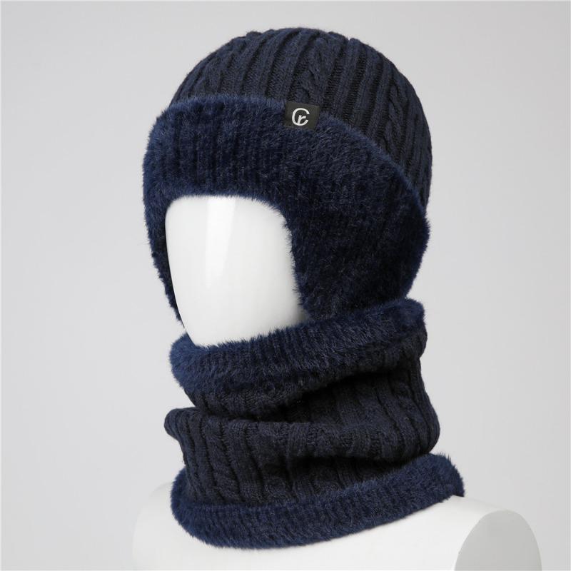 Шапка Мужская зимняя вязаная шерстяная шапка Утепленные ушные клапаны Теплая и холодная хлопковая шапка