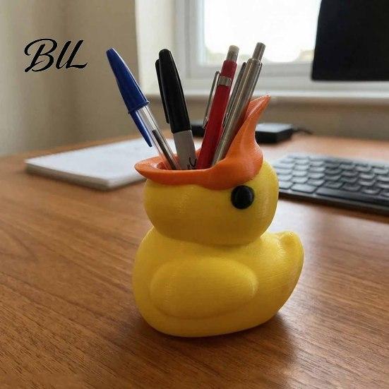 Practical Desktop Storage Cute Yellow Duck Pencil Holder, Creative PLA Stationery Organizer, Stable Organizer Pen Cup Holder for Home Office