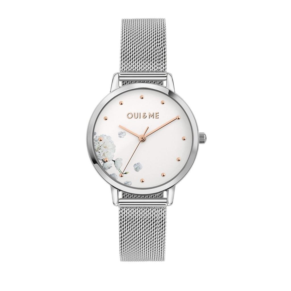 Oui & Me Fleurette Stainless Steel Mesh White Dial Quartz ME010375 Women's Watch