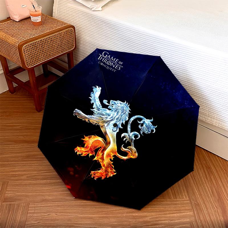 1 шт. Автоматический складной зонт - Мультяшный узор, Портативная и складная конструкция с 24 спицами, Рождественские и новогодние подарки