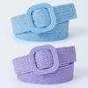 Korean Hot-Selling 4cm Square Buckle PP Grass Elastic Belt - Fresh Candy Color Waist Accessory for Women