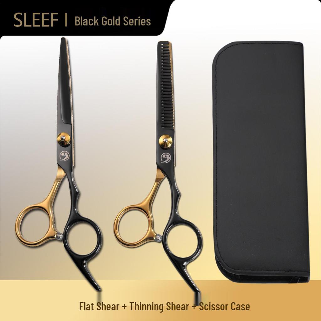 Black Gold Hairdressing Scissors & Thinning Shears for Women's At-Home Haircuts