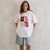Women's High-End Graffiti-Style Short-Sleeve T-Shirt with Heavy-Duty Shoulder Design