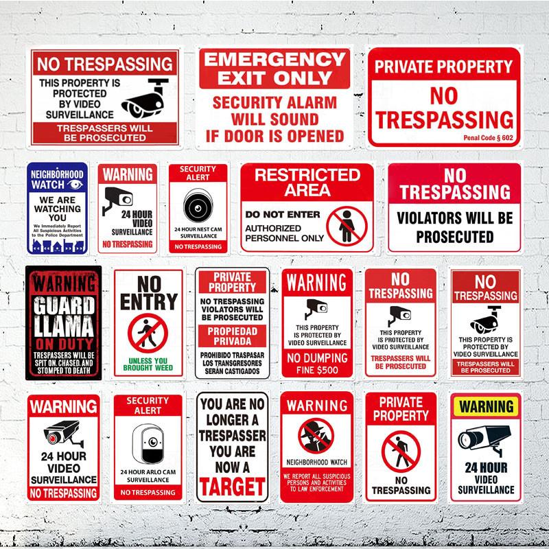 Предупреждающий металлический знак «Посторонним вход запрещен», металлический знак, знак видеонаблюдения, настенный декор, знак для двора, металлические знаки «Вход запрещен»