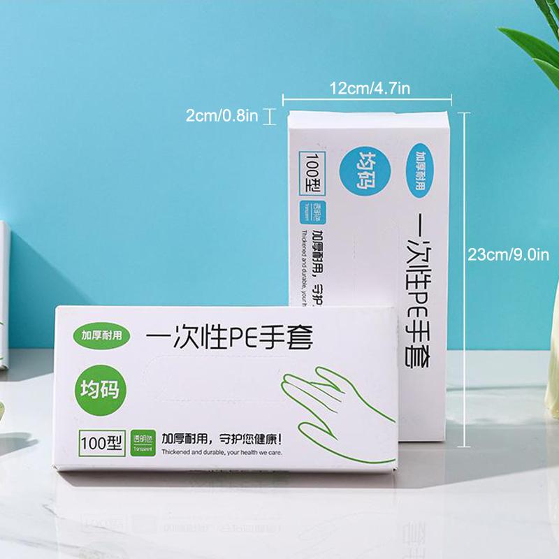 100 шт. Перчатки без латекса, одноразовые перчатки из полиэтилена, прозрачные, нескользящие, для работы с кислотой, пищевые перчатки для уборки дома