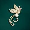 High-end and Elegant Crystal Phoenix Brooch, Light Luxury Pearl Brooch, Traditional Chinese Style Pin