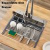 Расширяемая рулонная сушилка для посуды, прочная несущая, нержавеющая, регулируемая по длине тарелка для мойки