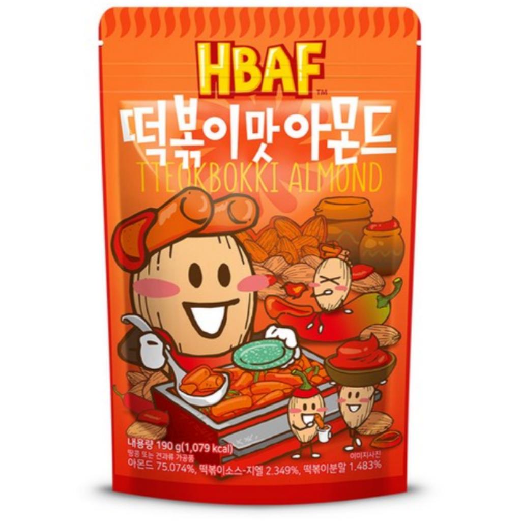 HBAF Корейские миндаль со вкусом 190 г Выберите 1 вкус Медовое масло Васаби Запеченная кукуруза Чесночный хлеб Печенье и сливки