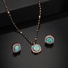 Rose Gold Zircon Sparkling Square Designer Mangalsutra Necklace Set With Mint Green Stones For Women