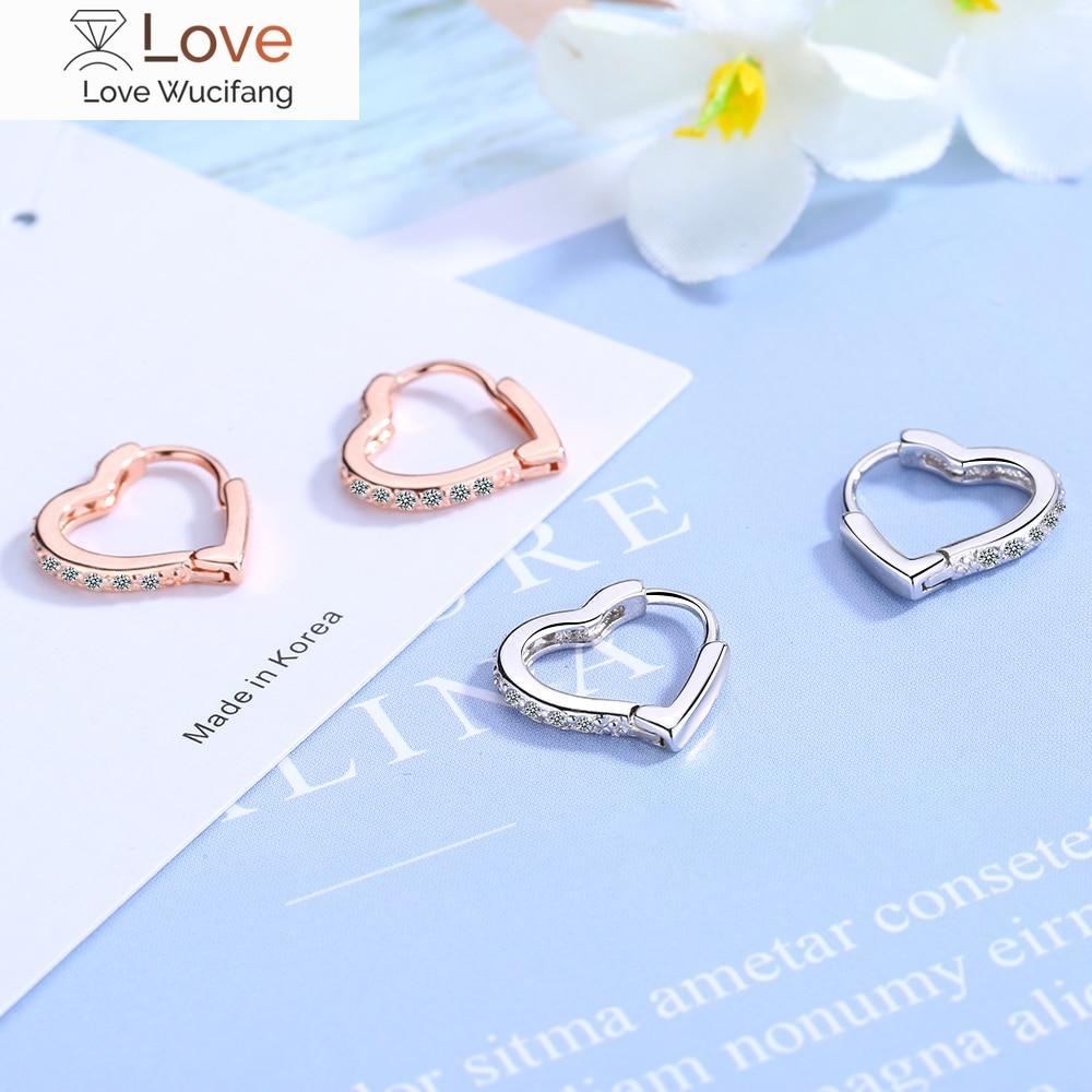 925 стерлингового серебра милые серьги-кольца в форме сердца любовь сверкающие серьги из циркония для женщин маленькие серьги подарки на вечеринку S -E1069