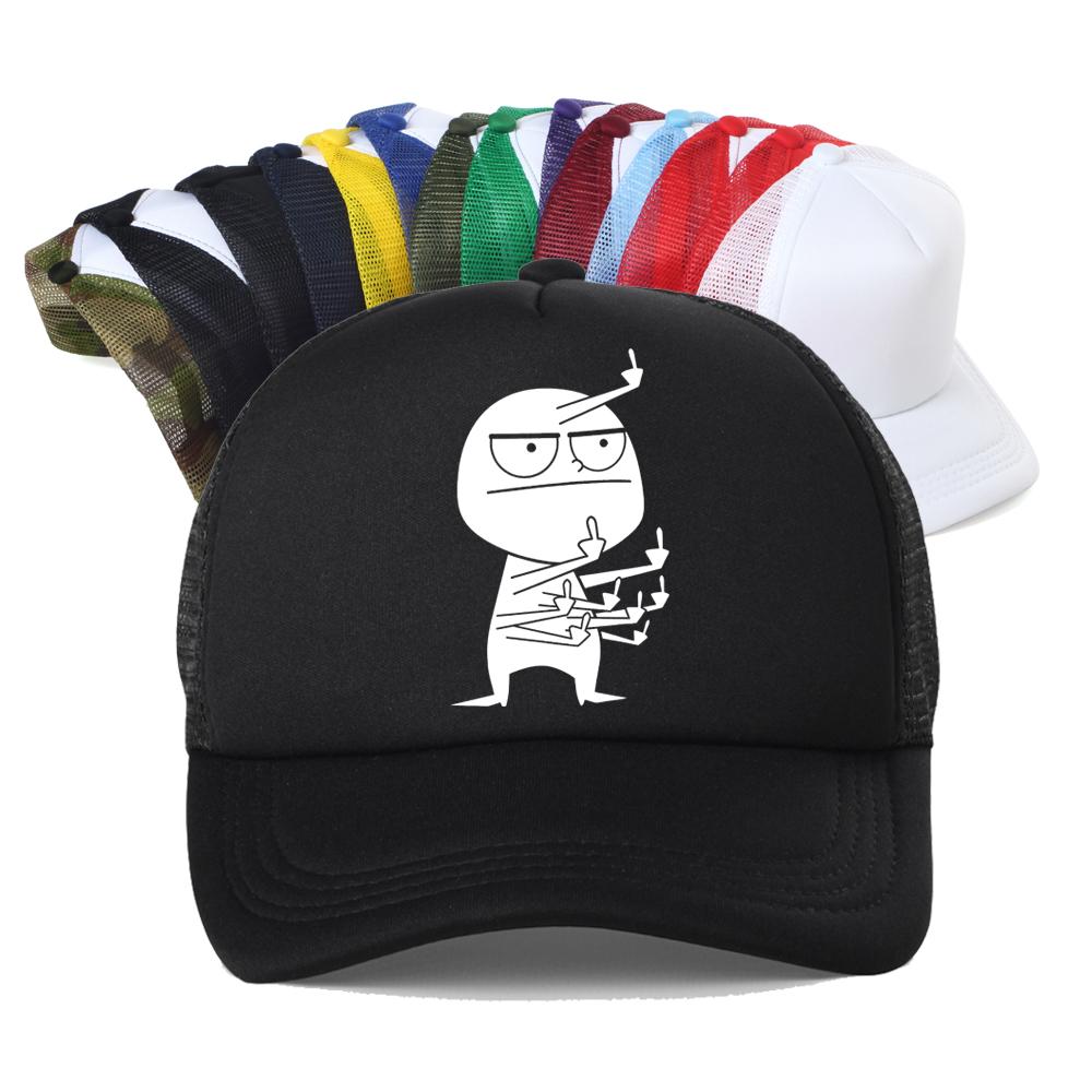 Middle Finger Funny Unisexiac Printed Baseball Cap Unisex Loose Casual Harajuku Hip Hop Mesh Breathable Trucker Hat