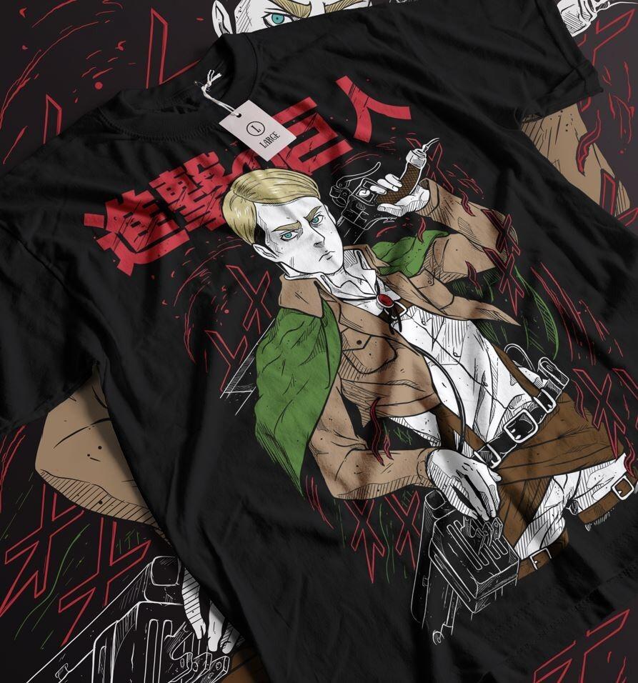 Attack On Titan Erwin Smith Shirt AOT Anime Tshirt Levi TShirt Eren Mikasa Tee