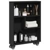 VidaXL Narrow Black Storage Trolley 48x13x68 Cm Engineered Wood, Slim Storage Cart, Kitchen Cart On 855224