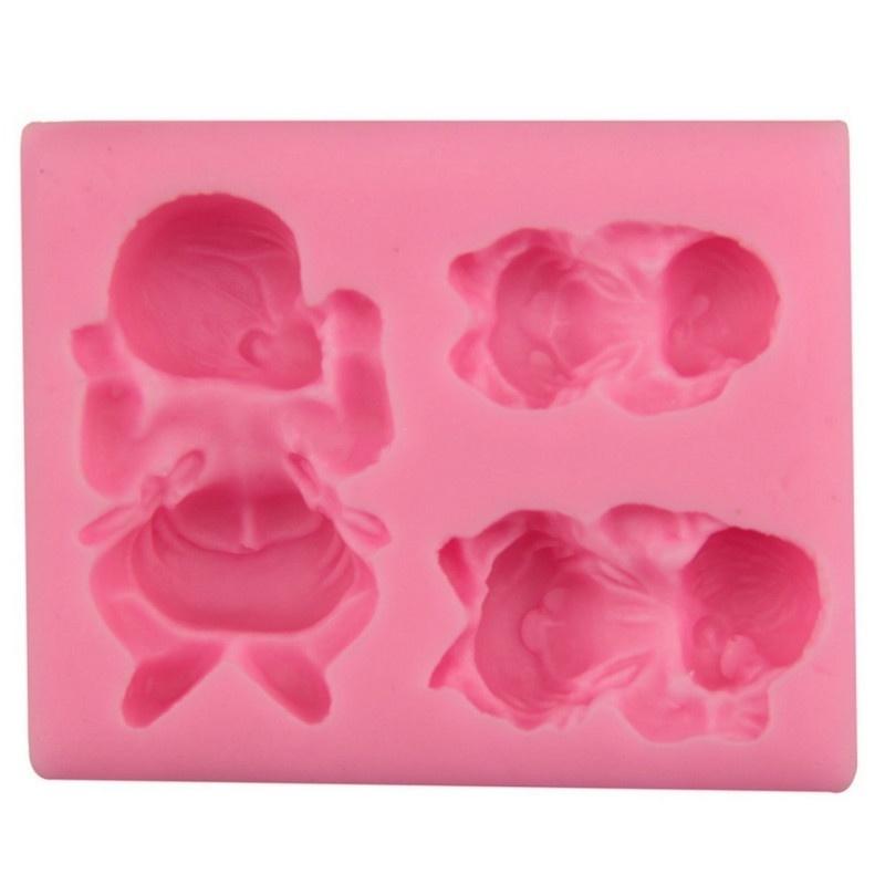 3 Cavity DIY Sleep Baby Fondant Silicone Cake Mold Soap 3D Cupcake Jelly Candy Chocolate Decoration Bakiing Molds