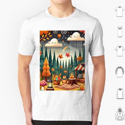Зачарованный Осенний Лес Футболка Мужская Женская Детская 6xl Осень Осенний Лес Зачарованный причудливый Сезонный Листья Природа Уютный Милый