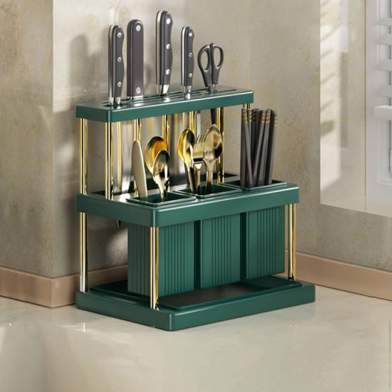Storage Rack Kitchen Utensils Organizer Multiple Compartments Removable Chopsticks Spoons Kitchen Counter Shelf