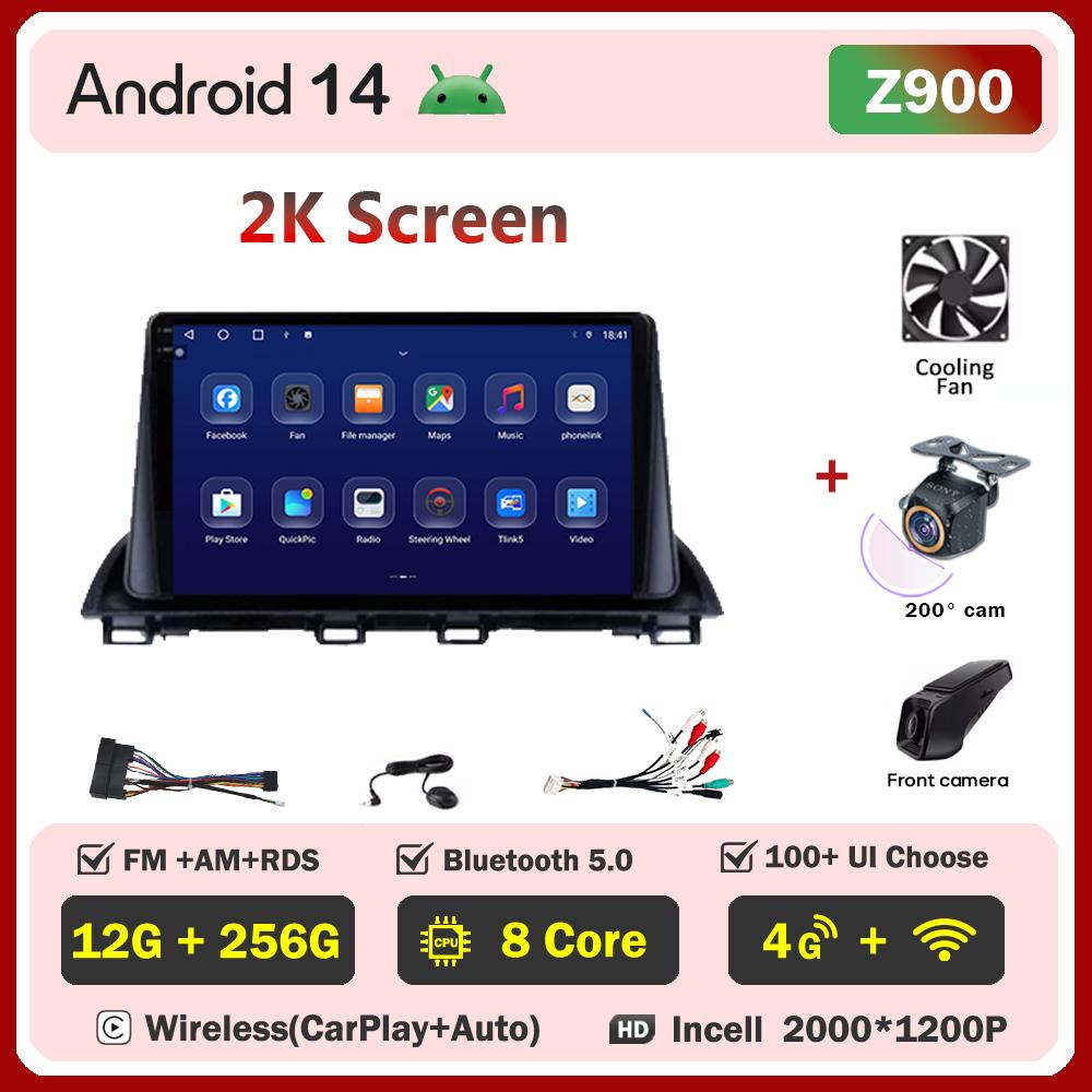 Для Mazda 3 Axela 2014 22015 2016 2017-2019 Автомобильный мультимедийный видеоплеер с сенсорным экраном Android 14 Автомобильное радио GPS-навигация Wi-Fi