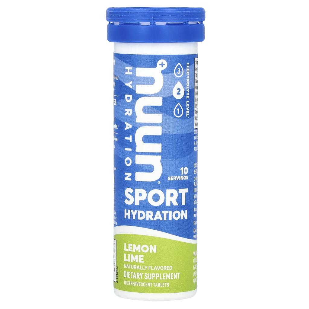 Nuun Sports Hydration, Electrolyte Effervescent Drink, Lemon Lime, 10 Tablets