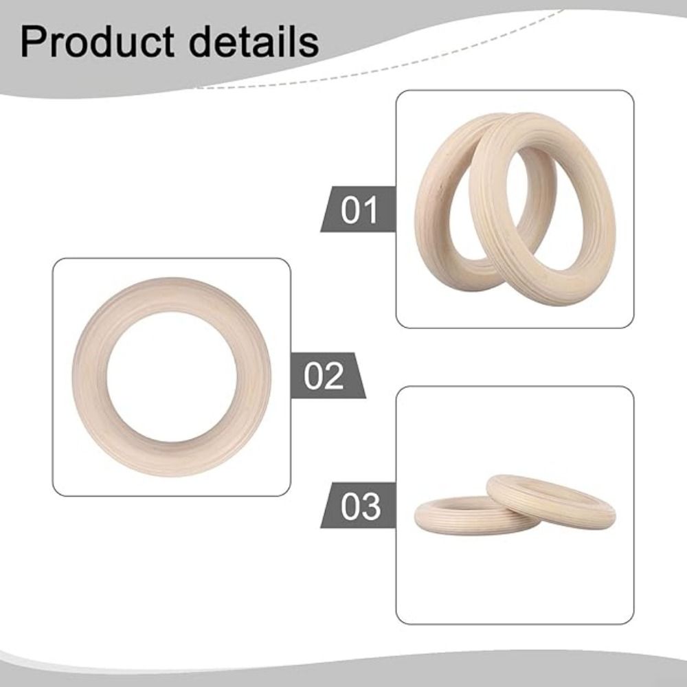 2Pcs Heavy Duty Gym Hanging Rings Solid Wood Pull Up Workout Rings Fitness Hoop Full Body Workout
