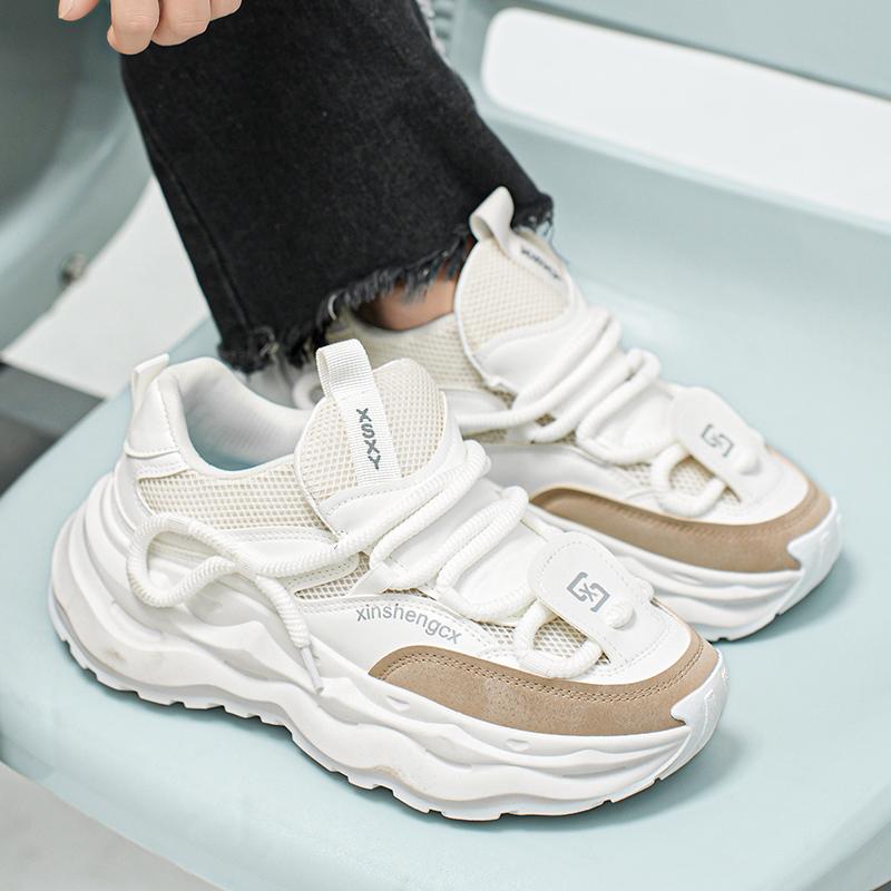 Новые мужские удобные на открытом воздухе комфортные осенние корейские версии тренда толстая подошва досуг спортивные сетчатые мужские туфли обувь Daddy