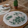 Placemat Single Layer Lace Round Decoration Heat Insulation Geometric Printing Single Piece