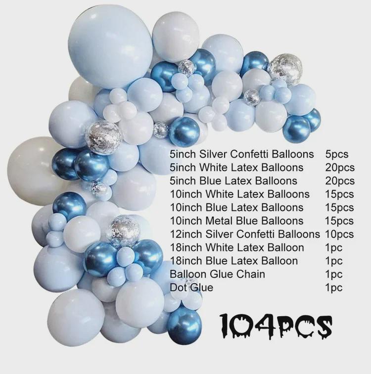 Набор латексных шаров серебристо-голубого цвета для дней рождения и свадеб