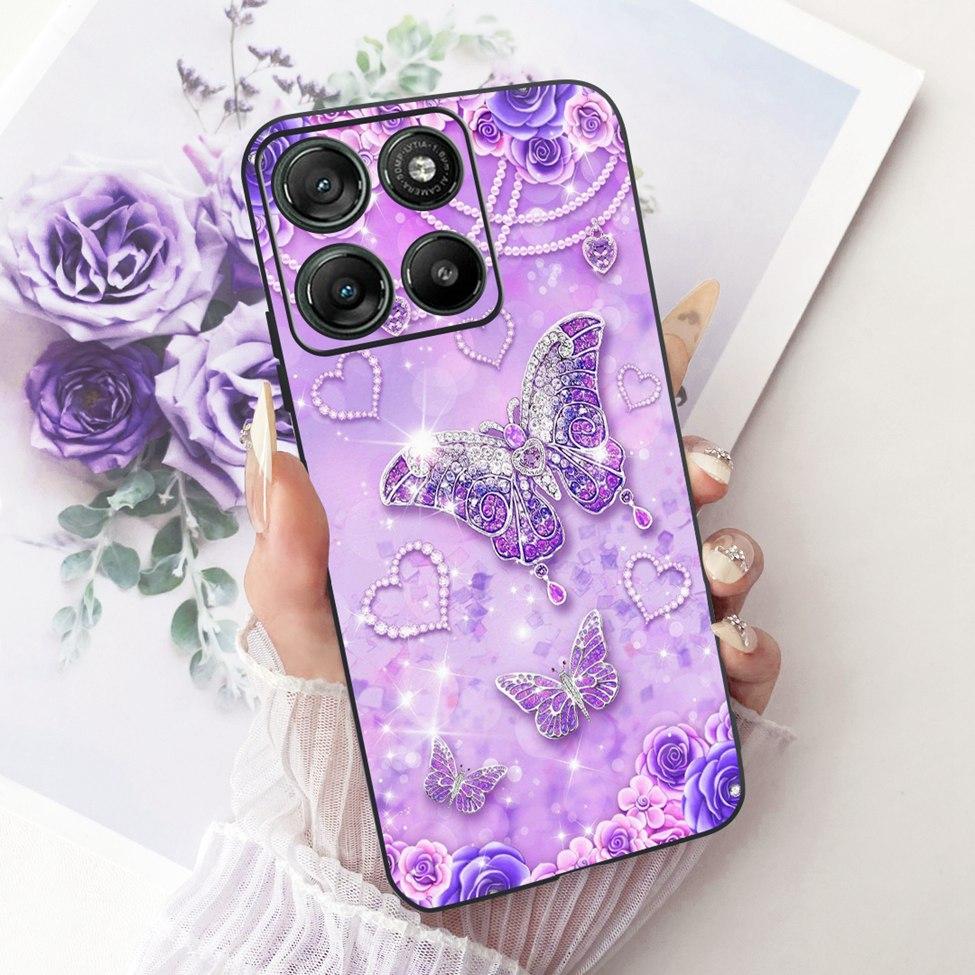 Black Case For Motorola Moto G77 Cover XT2621-4 Fashion Butterfly Cute Luxury Painted Silicone Casing For Moto G77 Motorola G77