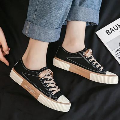 Женская парусиновая обувь на платформе, увеличивающие рост массивные кроссовки для молодых девушек, уличные кроссовки, женская обувь на толстой подошве