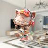 Creative Acrylic Flat 2D Cute Cat Pendant Auto Interior Car Pendant Interior Rearview Mirrors Ornament Car Decoration