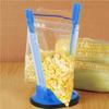 Adjustable Hands Free Baggy Rack Clip Kitchen Food Storage Bag Opener Holder Anti Slip (Blue)