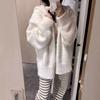 Осень и зима новый пушистый трикотажный кардиган с капюшоном женский свободный ленивый стиль тонкая куртка-свитер на молнии утолщенный тренд