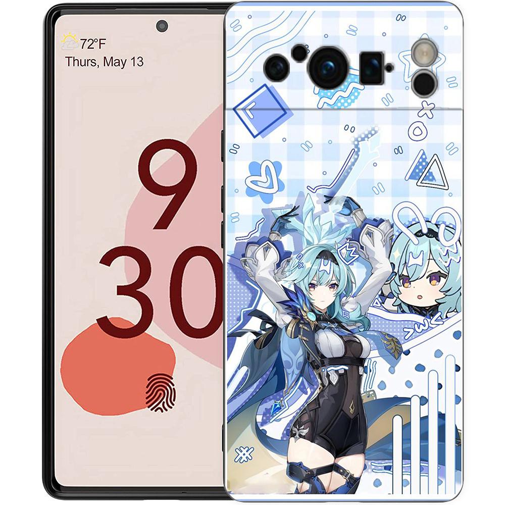 Genshin Impact Landscape Phone Case For Google Pixel 8 7 6 Pro 6A 7A 5G Soft Silicone Shockproof TPU Black Cover TPU Fundas