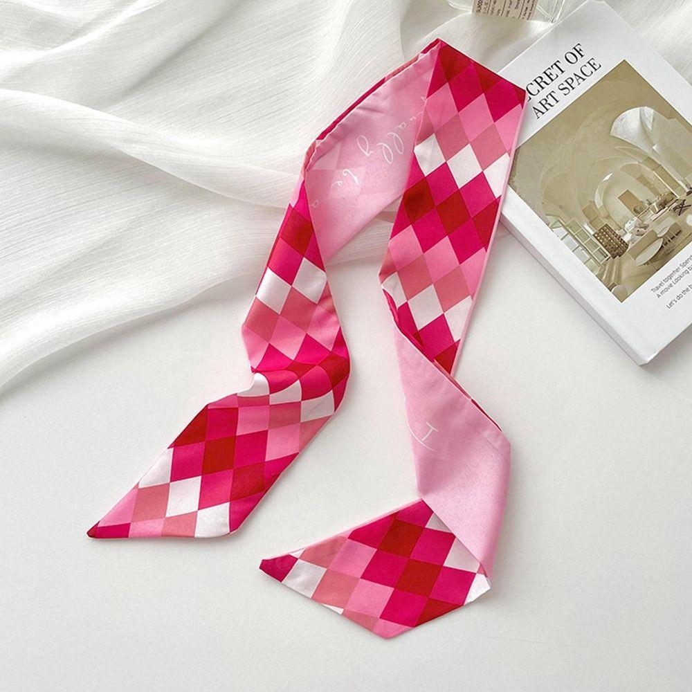 Elegant Ribbon Headband Silk Scarf Flower Hair Tie Printed Scarf Collocation Clothing Accessories Neckerchief Long Scarf Women