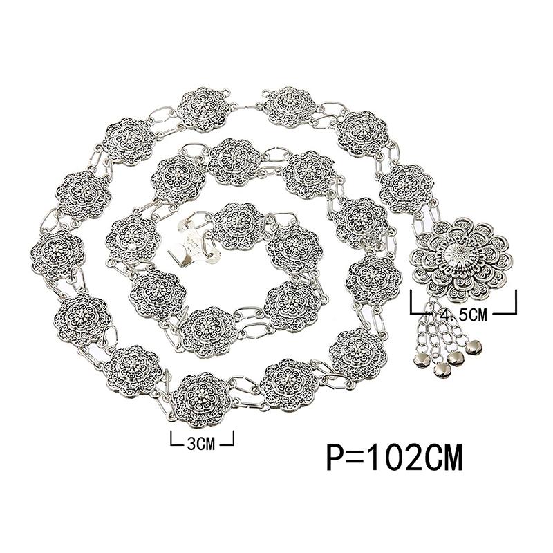 Ретро этнический стиль колокольчик цветок простая одинарная круглая цепочка на талию женские цепочки для тела цепи для танца живота декоративный металлический пояс