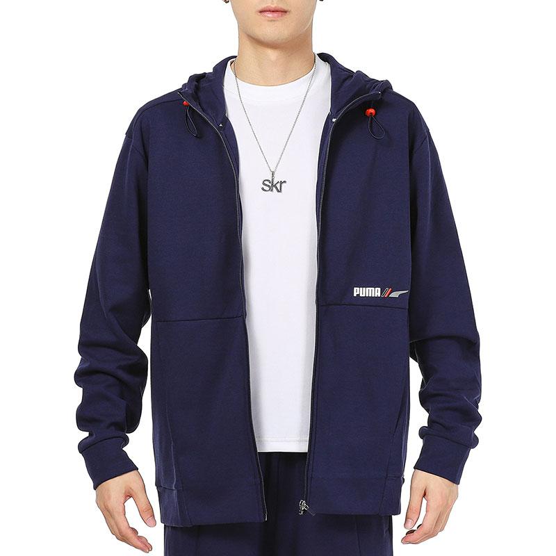 Puma Logo Print Training Hooded Jacket Men Jackets Navy-Blue 846533-06