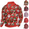 Men's Christmas Cotton Pullover Long Sleeve Outdoor Shirt Vintage Corduroy Button Stand Collar Shirt Casual Sweatshirt Christmas Print Top