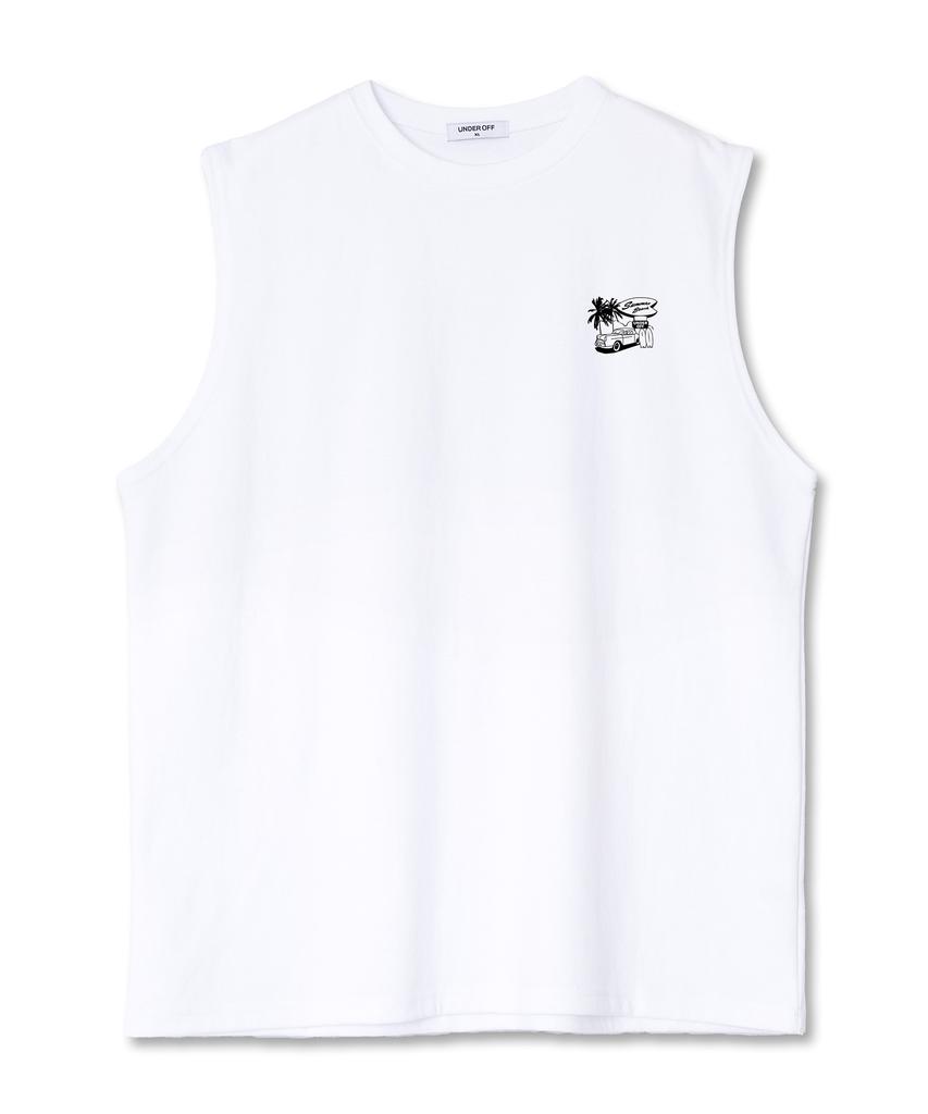 UNDEROFF Oversized Crew Neck Sleeveless Summer Beach T-Shirt White Black