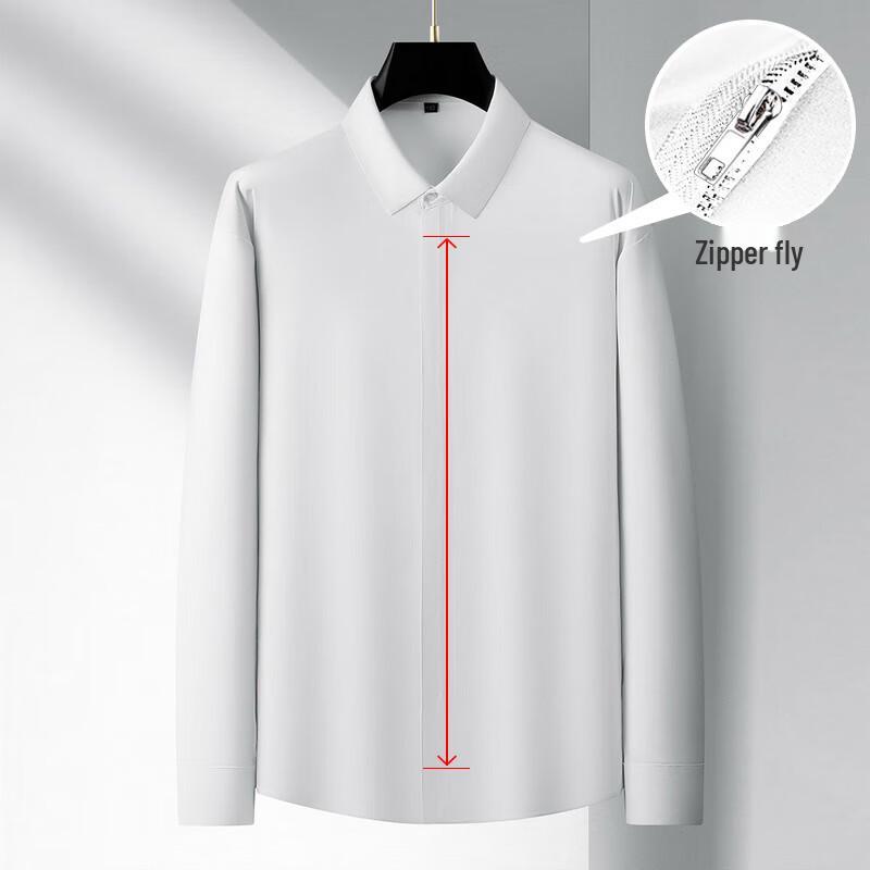 Мужская рубашка с длинным рукавом большого размера Dibinze со скрытой молнией, без складок