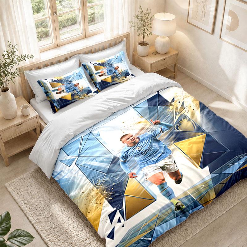 Bedding Set 1 Duvet Cover 2 Pillowcases Erling Haaland Print Bedroom Home Decoration
