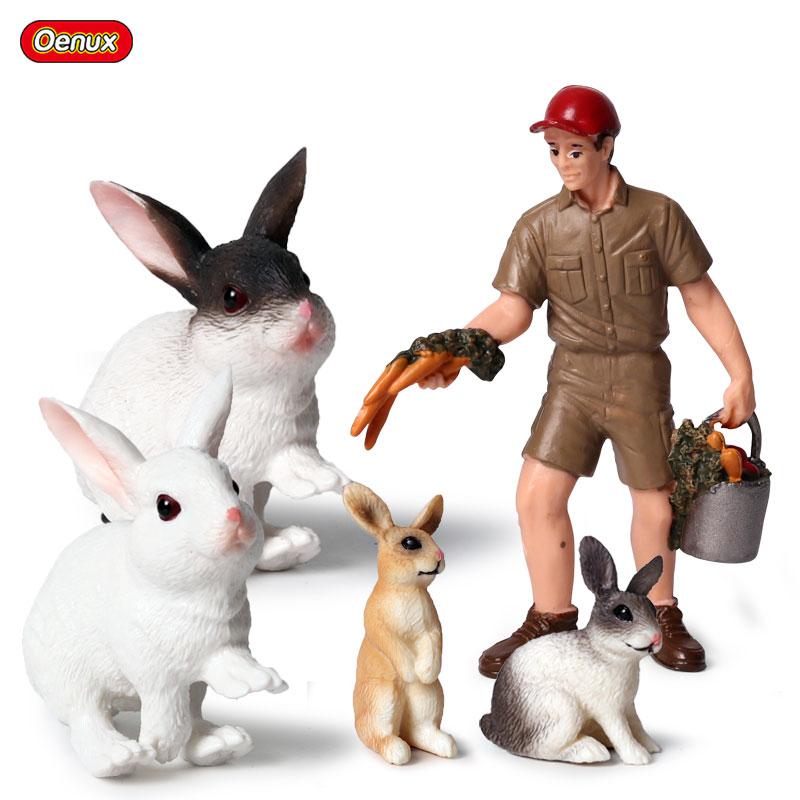 Oenux Модель фермерского дома Фигурки Фермер Мотоцикл Корова Курица Свинья Набор животных Фигурка Миниатюра ПВХ Милый Обучающая Детская Игрушка