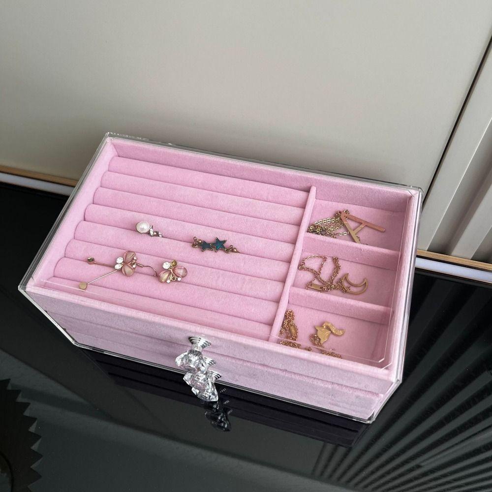 3-Tier Three Drawer Jewelry Box Dust-proof Earrings Jewelry Box Jewelry Storage Box  Home