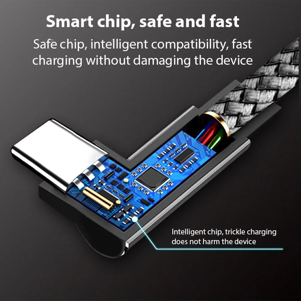 Кабель USB C 6A, угловой, Type C, 120 Вт, для быстрой зарядки, 3 м, 5 м, удлинительный кабель для телефона для Samsung Huawei Xiaomi Oppo Vivo, VR-камеры