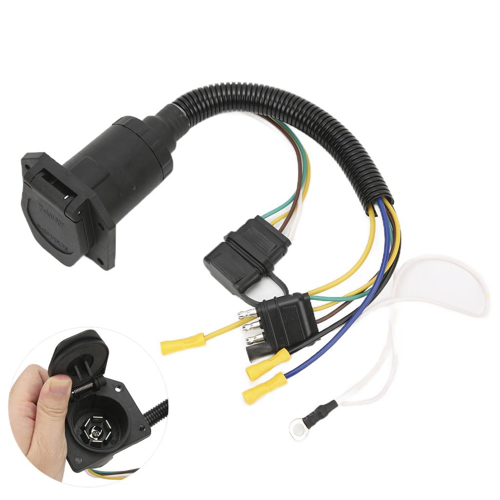 Адаптер проводки прицепа 4-контактный на 7-контактный круглый адаптер-конвертер вилки прицепа с 4-контактным на 7-контактный монтажный кронштейн для RV