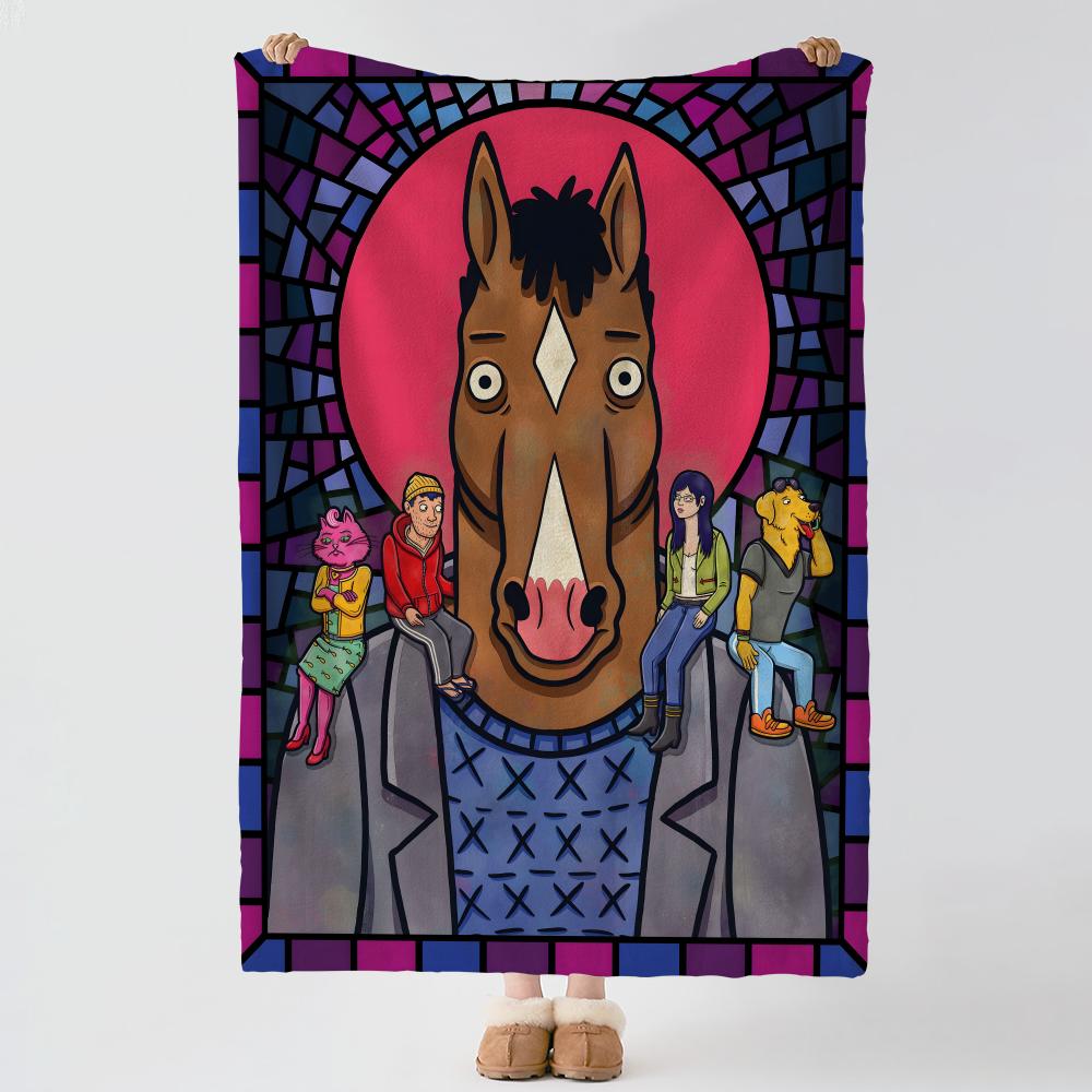 Мультяшное одеяло B-BoJack Horseman-n, плотное, комфортное, из фланели, для многоцелевого использования, в помещении, на улице, для дневного сна